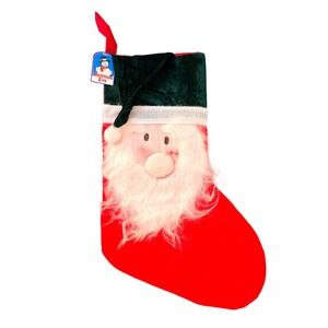 NWT Christmas Eve Santa Claus‎ Stocking Plush Red Green Holiday Decoration